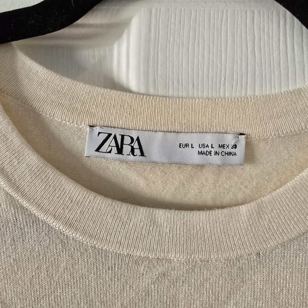 Zara Cream and Navy Stripped Knit Top - Picture 2 of 5